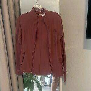 Athleta XS Dusty pink ribbed zip-up- EUC